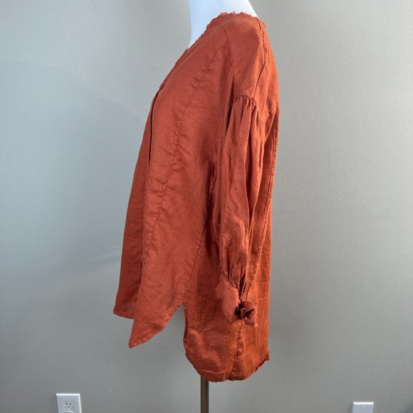 Anthropologie Holding Horses Tunic Top Small Ginnie Linen 3/4 Puff Sleeve‎ - Picture 9 of 14